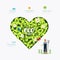 Ecology infographic green heart shape with farmer