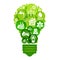 Ecology Infographics design elements. Template bulb with eco icons. Climate strategy background