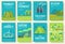 Ecology information cards set. Ecological template of flyear, magazines, posters, book cover, banners. Eco infographic concept