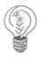 Ecology light bulb hand drawn vector drawing flower and butterfly