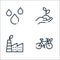 Ecology line icons. linear set. quality vector line set such as bike, eco factory, ecological