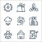 Ecology line icons. linear set. quality vector line set such as eco fuel, house, ladybug, city, tree, weather, nuclear plant