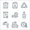 Ecology line icons. linear set. quality vector line set such as global warming, electric car, water, bottle, lifesaver, trash bin