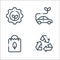 ecology line icons. linear set. quality vector line set such as recycling, paper bags, car
