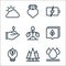 Ecology line icons. linear set. quality vector line set such as waterdrop, pine tree, speech bubble, plant leaf, sprout, battery