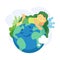 Ecology with Little Girl Character Lying on Earth Globe Enjoy Sustainable Lifestyle Vector Illustration