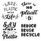Ecology motivation typography quotes set. Save the planet, say no to plastic, zero waste concept. Vecto eps 10.