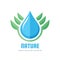 Ecology nature - vector logo concept illustration. Abstract green leaves and water drop sign. Organic product symbol.