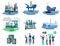 Ecology pollution sources set, vector isolated illustration