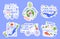 Ecology protecting. Save the environment, zero waste, save the ocean and recycle concept vector illustration icons set