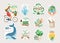 Ecology and recycle sticker set with save environment vector illustration and motivational quote text. Eco badges with