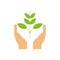 Ecology renewable environment hands with plant icon