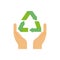 Ecology renewable environment hands recycle icon