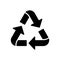 Ecology Reuse Triangle Arrow Silhouette Symbol. Organic Recycle Symbol Environmental Conservation Glyph Pictogram. Bio