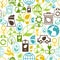 Ecology seamless pattern with environment icons.