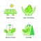 Ecology set collection solar power save the water battery power eco bag white isolated background with green theme flat