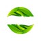 Ecology sphere logo formed by twisted green leaves