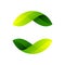 Ecology sphere logo formed by twisted green leaves