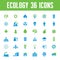 Ecology Vector Icons Set - Creative Illustration on Energy Theme