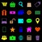 Ecommerce color icons on black background