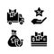 Ecommerce marketing black glyph icons set on white space
