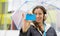 Ecommerce purchase, woman with bank card in hand, brunette in th