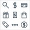 ecommerce starter pack line icons. linear set. quality vector line set such as coins, toolbar, price tag, shopping, price tag,