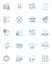 Economic appraisal linear icons set. Analysis, Valuation, Assessment, Evaluation, Calculation, Estimation, Financial