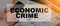 ECONOMIC CRIME - financial text on the background of a banner with a man at the computer