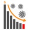 Economic crisis icon with bar graph, coronavirus cell and dolar symbol. Business concept