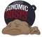 Economic Crisis like Wrecking Ball Kills a Money Bag, Vector Illustration