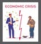 Economic crisis and social stratification banner flat vector illustration.