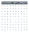 Economic development vector line icons set. Economy, Development, Growth, Expansion, Investment, Trade, Employment