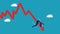 economic downturn or a stock market crash. businessman falls from the sky with a falling graph