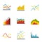 Economic graph icons set, flat style