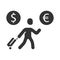 Economic migrant glyph icon. Person searching new home. Business immigrant. Refugee with luggage. Travelling abroad