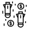 Economic money rockets icon, outline style