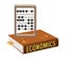 Economics Book and Abacus with Grey Wooden Frame