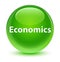 Economics glassy green round button