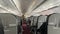 Economy Class Interior Flight with Travel Tourist Peoples, Aircraft Cabin Inside