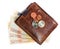 Economy and finance. Wallet with euro banknote isolated