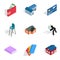 Economy icons set, isometric style