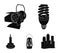 Economy lamp, searchlight, kerosene lamp, candle.Light source set collection icons in black style vector symbol stock