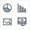 economy line icons. linear set. quality vector line set such as cash, loss, data analytics