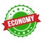 ECONOMY text on red green ribbon stamp