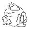 Ecosystem black line icon. Sustainable biodiversity and animal friendly environment. Isolated vector element. Outline