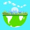 Ecosystem environment vector green nature. Eco symbol concept energy city world. Ecology blue background organic biology. Tree fl
