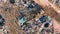 Ecosystem and healthy environment concepts and background, Garbage pile in trash dump or landfill, Aerial view garbage trucks