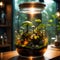 ecosystem inside glass bottle. Generative AI