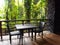 Ecotourism resort patio with natural jungle view